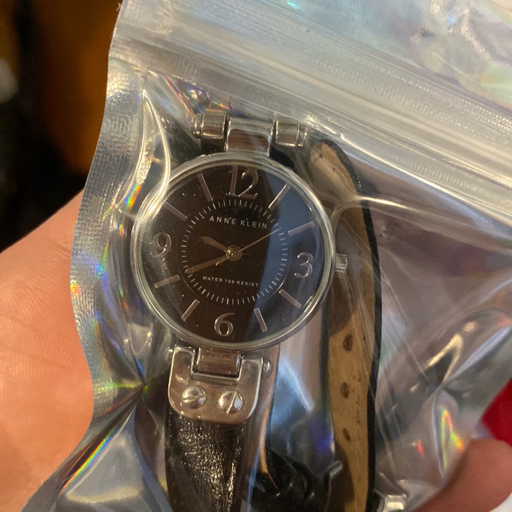 Black and silver Anne Klein watch